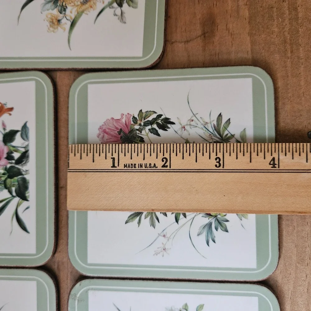 VTG Pimpernel England Floral Cork Back Coasters Set‎ of 5 Botanical Cottagecore
